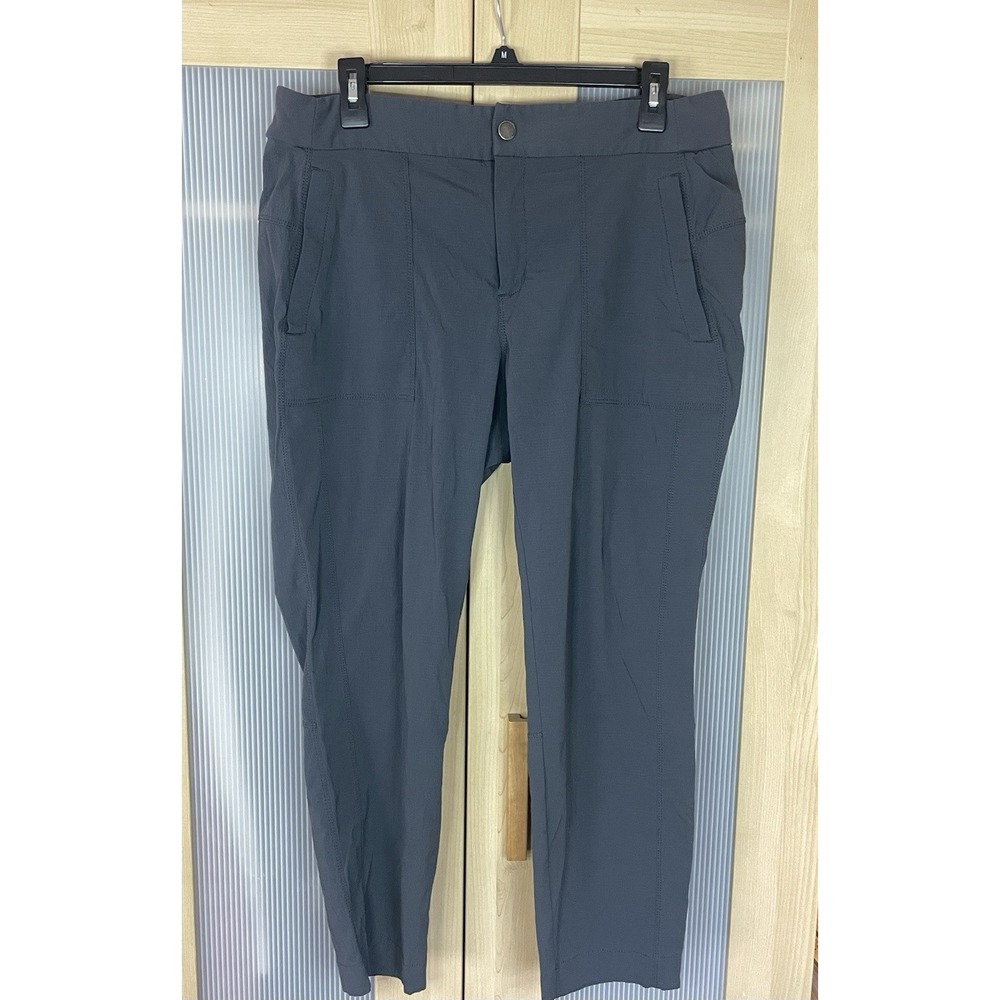 Athleta Trekkie Jogger Pants Women 14 Gray Ripstop Nylon Stretch Hiking Tapered